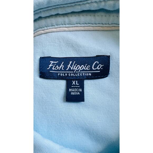 Fish Hippie Coastal Blue Polo Shirt XL Cotton Soft Preppy Quiet Luxury Y2K 90s - Picture 4 of 4